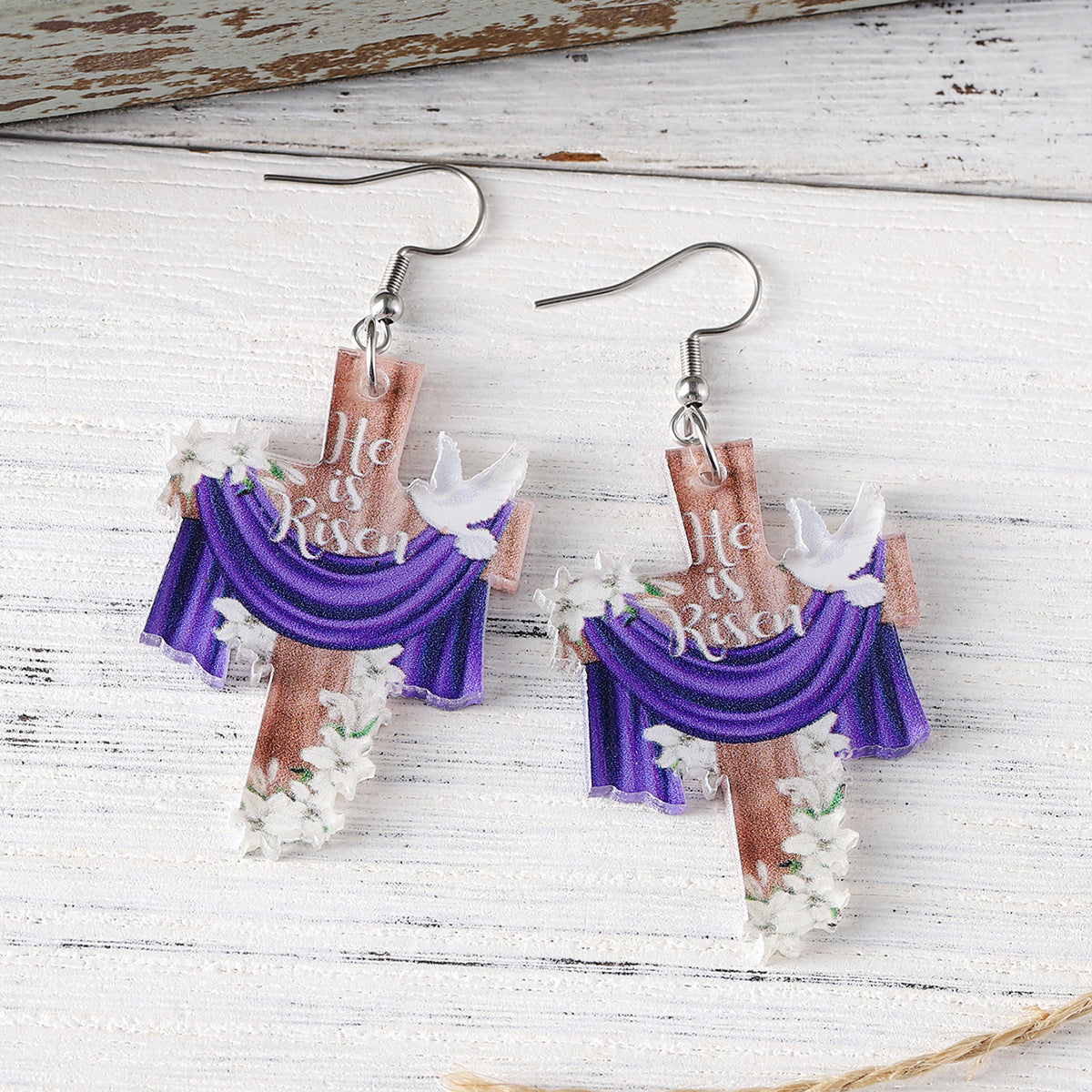 Wholesale Dove Lily Cross Earrings