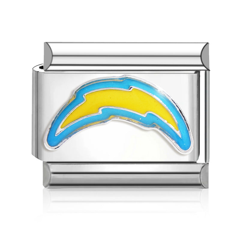 Wholesale 2PCS 9mm Italian Charm Starter Bracelets DIY Rugby Stainless Steel Composable Bracelet