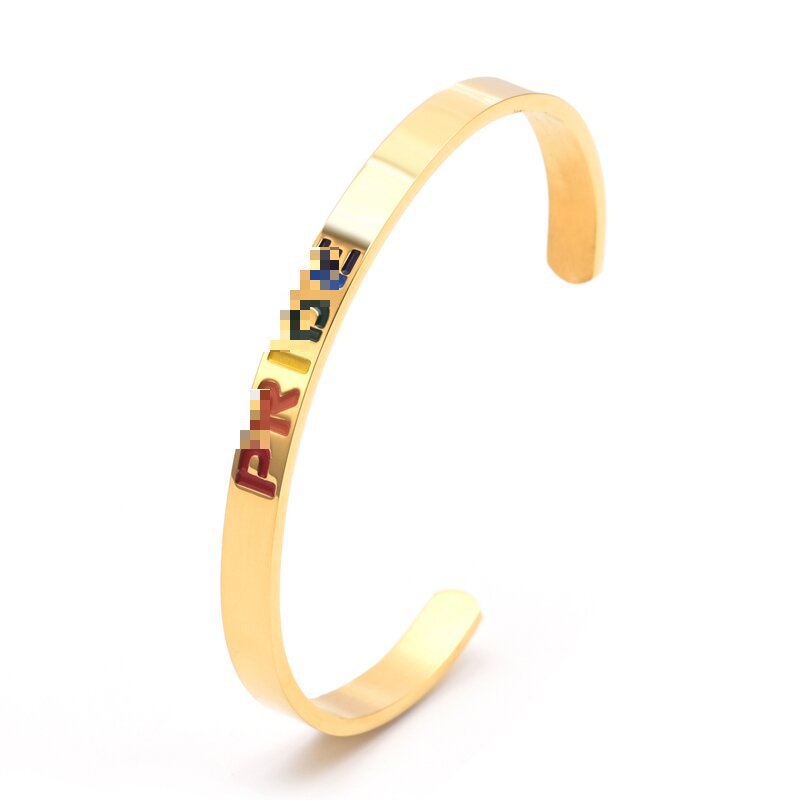 Bracciale aperto a sei colori lucido a forma di C in acciaio al titanio aperto all'ingrosso