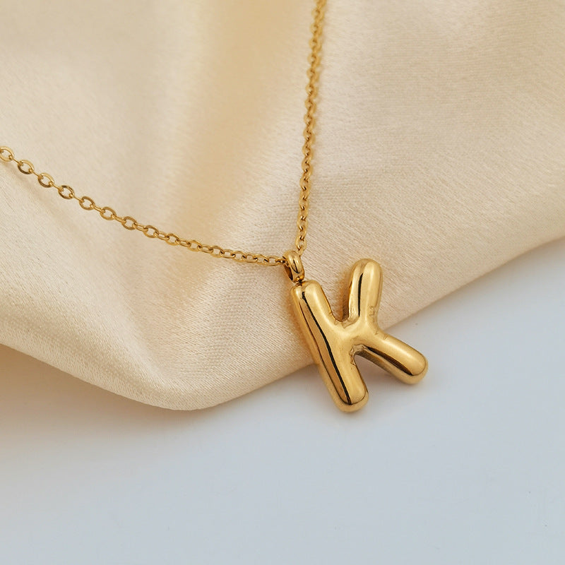 Wholesale 26 Letters 18K Gold Plated Polished Letter Necklaces ACC-NE-GuDi014