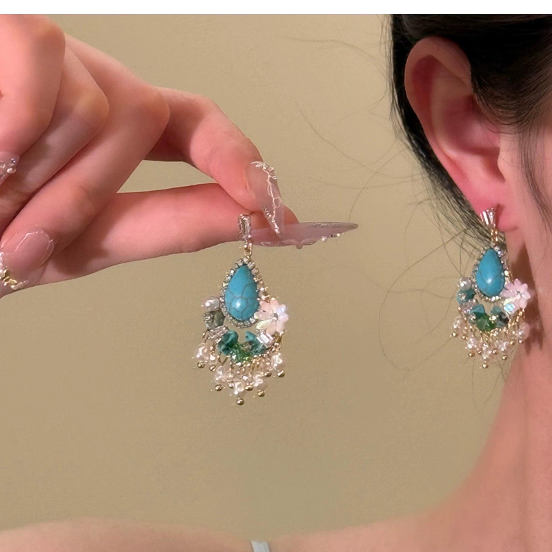 Wholesale  retro flower tassel earrings