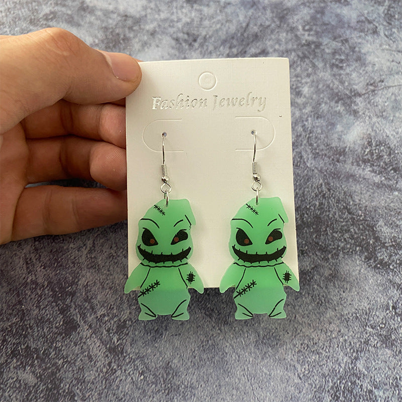 Wholesale Halloween Glow in The Dark Devil Acrylic Luminous Earrings ACC-ES-XinChuan045
