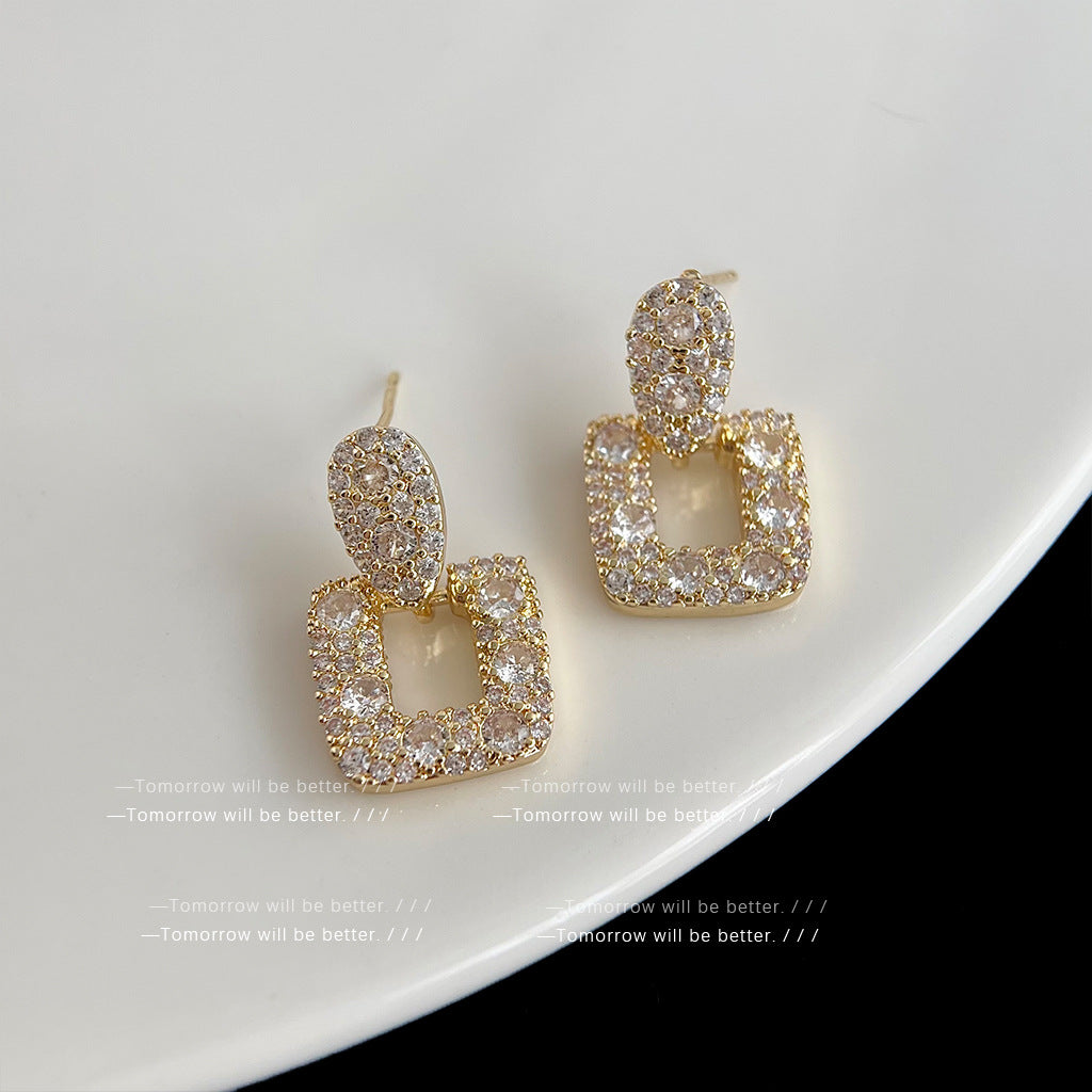 Wholesale Electroplated Colorful Gem Zircon Earrings Flower Earrings ACC-ES-Eryu009