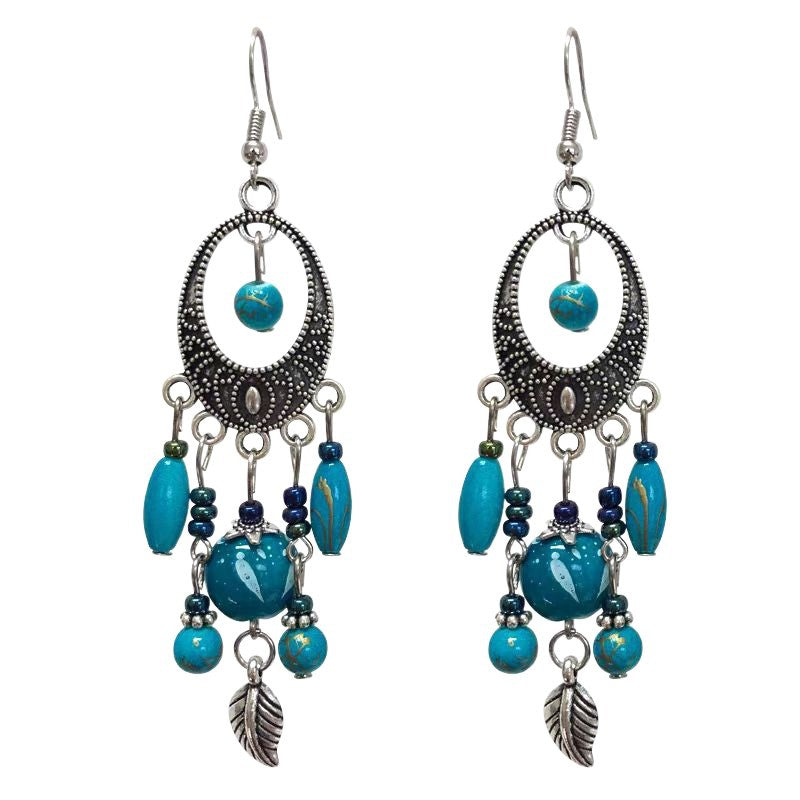 Wholesale Bohemian Tassel Earrings,  Alloy Electroplated Turquoise Color,  Party Wear Fashion Accessory