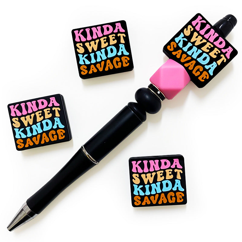 Wholesale 10pcs Cartoon Color Letter Silicone Beads DIY Handmade Beaded Pen Accessories ACC-BDS-WDX048