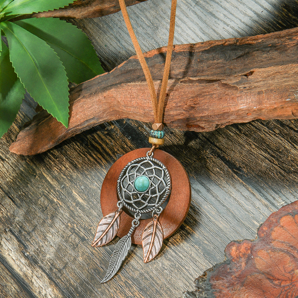 Wholesale Bohemian Retro Alloy Dream Catcher Pendant Necklace Fashion Accessory