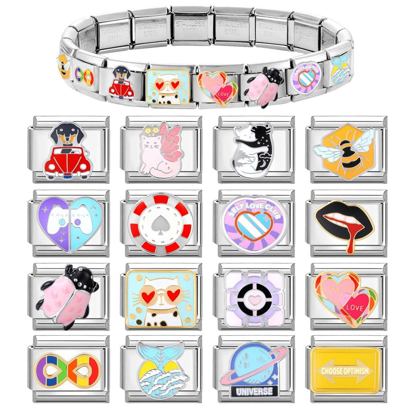 Wholesale Italian Charm Bracelet 9mm DIY Splicing Cute Creative Stainless Steel Composable Bracelet