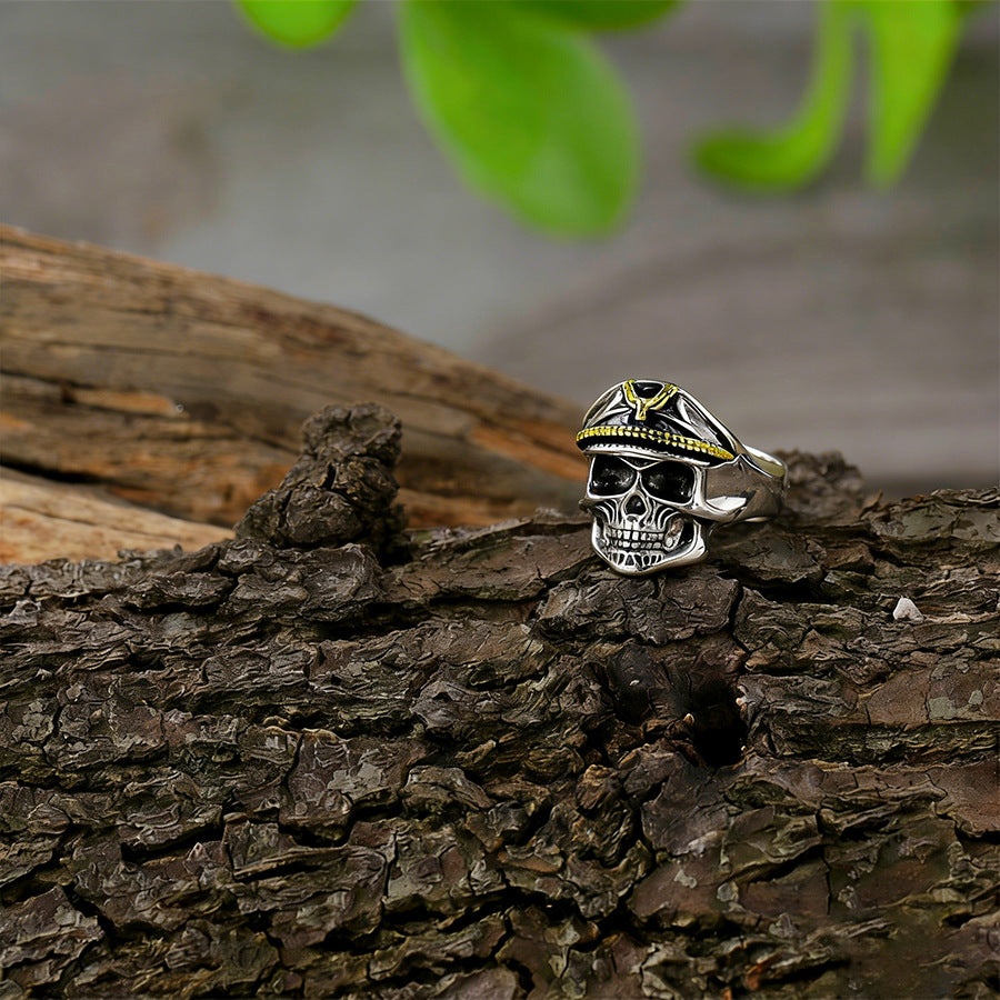 Wholesale Silver Tone Zinc Alloy Gothic Skull Ring Unisex Hip Hop Street Style Ring Everyday Jewelry Accessory Gift
