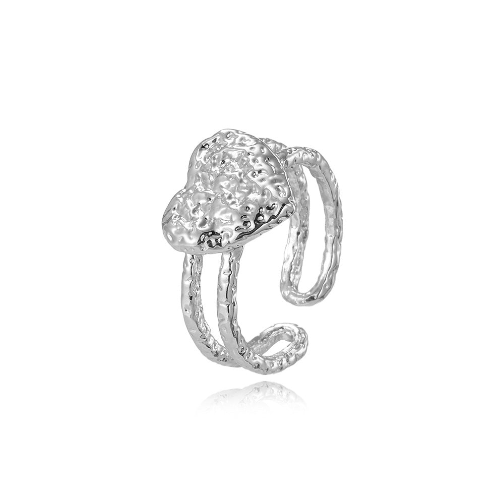 Wholesale Retro style irregular concave and convex heart open ring