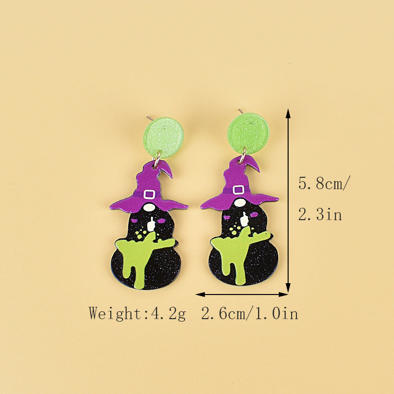 Wholesale Halloween Earrings Witch Tombstone Scream Ghost Acrylic  Earrings