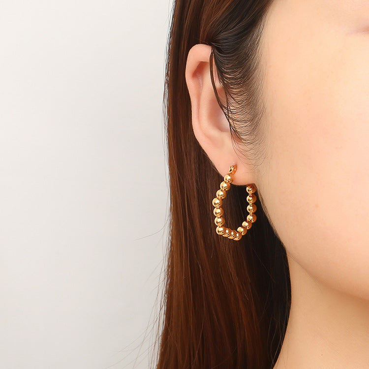 Wholesale Stainless steel gold plated Oval earrings