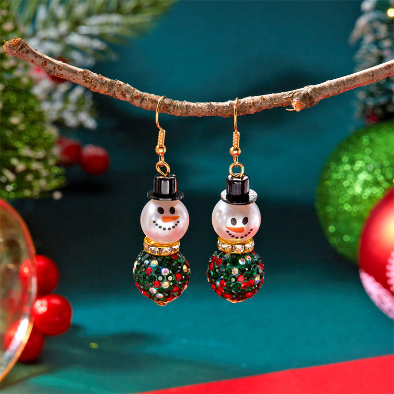 Wholesale Christmas hat snowman earrings