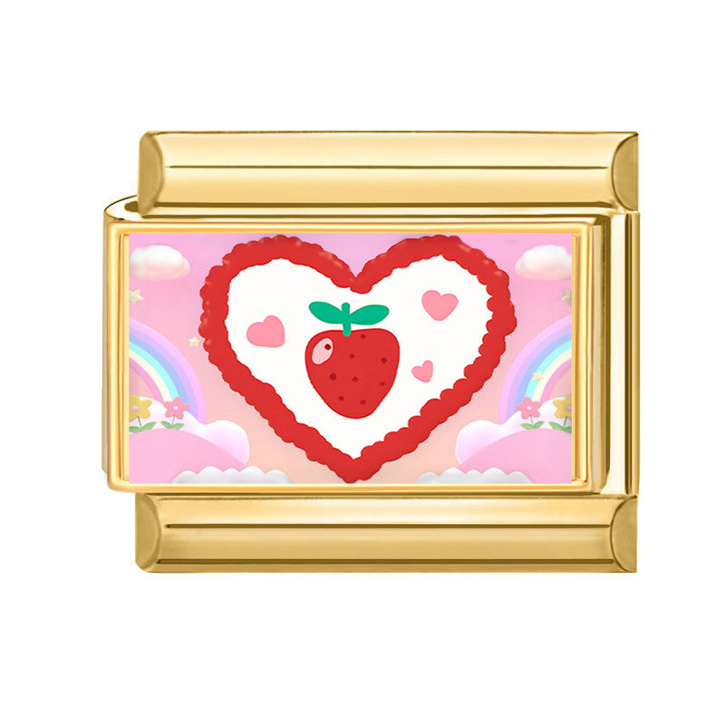 Wholesale Italian Charm Bracelet 9mm DIY Splicing Rose Pink Series Stainless Steel Composable Bracelet