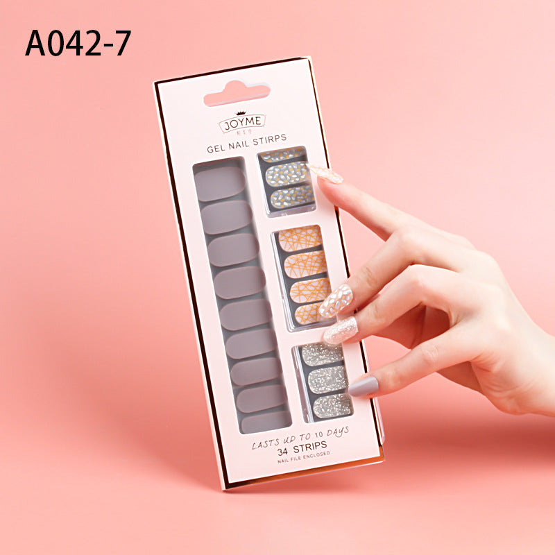 Wholesale Plastic Nail Stickers, Waterproof, Baking Free, Solid Color Nail Stickers, 34 Stickers Without Curling Edges ACC-NS-XKQ007