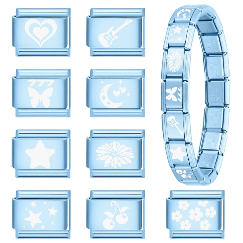 Wholesale 9mm Italian Charm Starter Bracelets DIY square Single Section Creative Stainless Steel Composable Bracelet