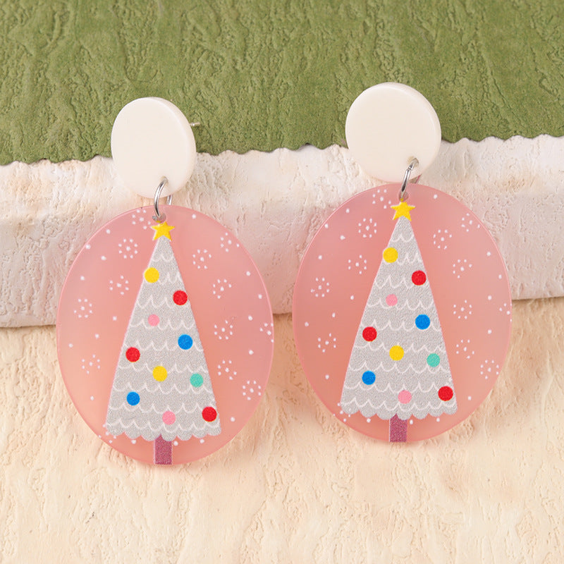 Wholesale Christmas Snowflake Christmas Tree Acrylic Earrings