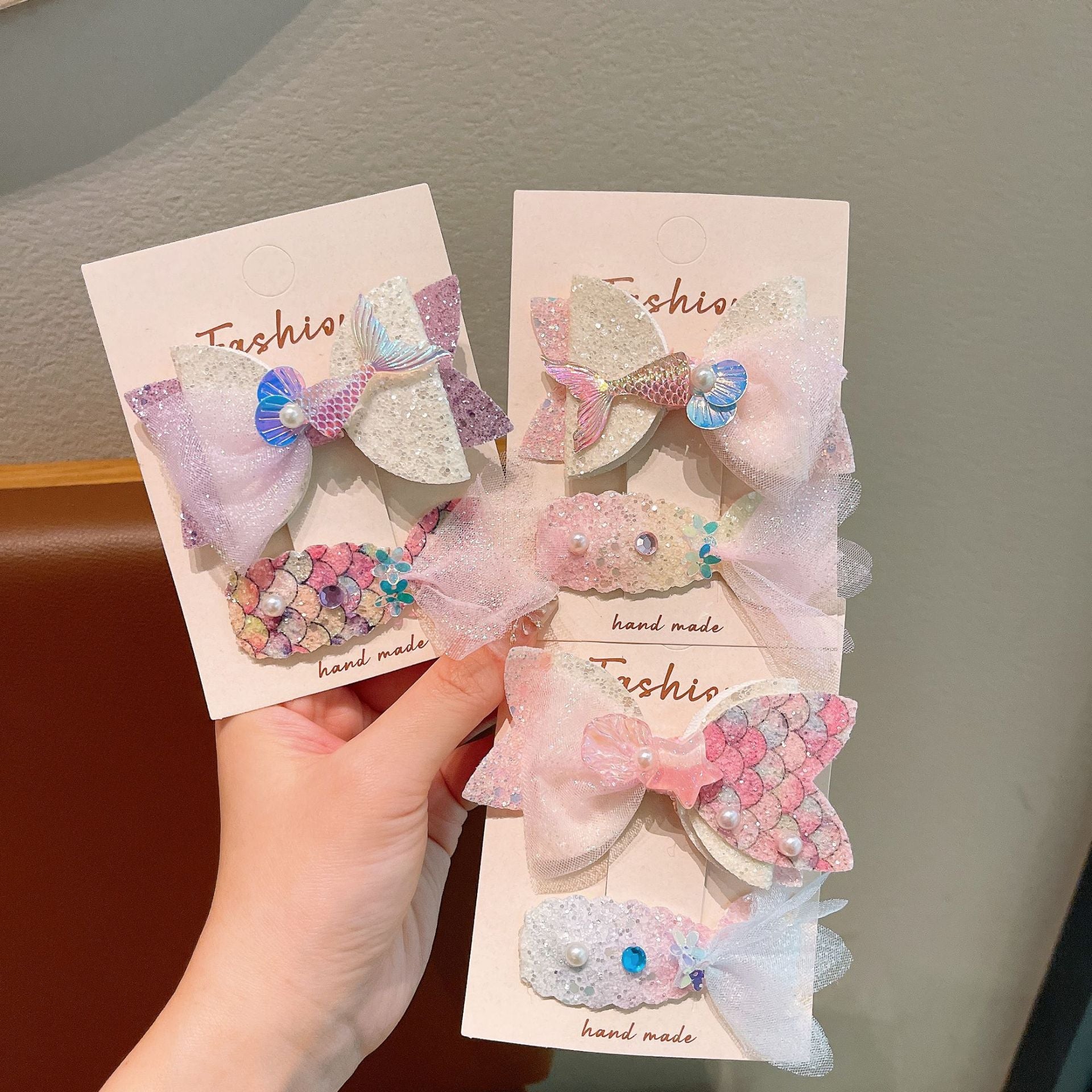 Wholesale Sweet  Princess-Style Mesh Fishtail Gown Kids Hair Clips