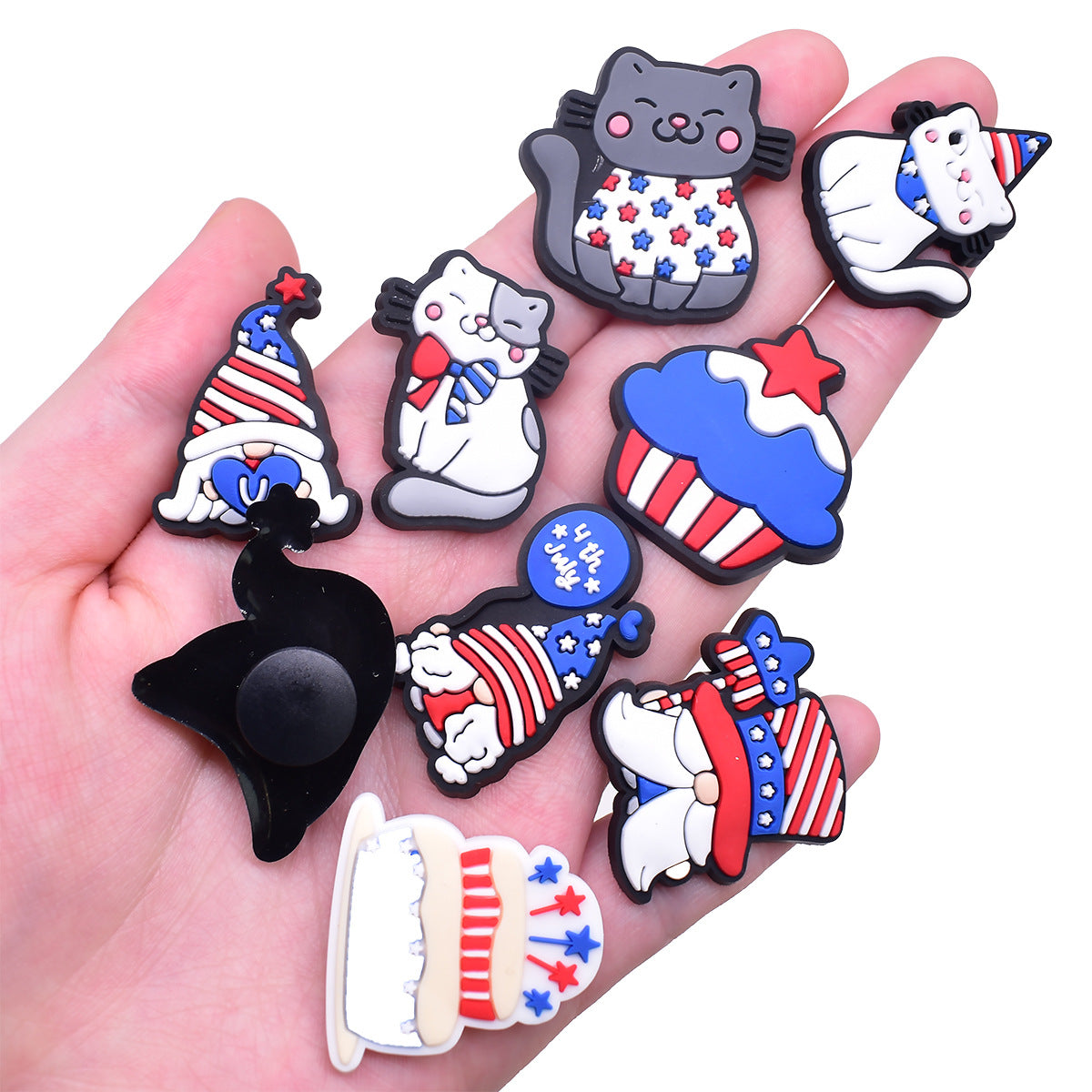 Wholesale Random 100pcs American Independence Day Shoes PVC Soft Rubber Slippers Decoration Shoes Charms ACC-SC-RYY034