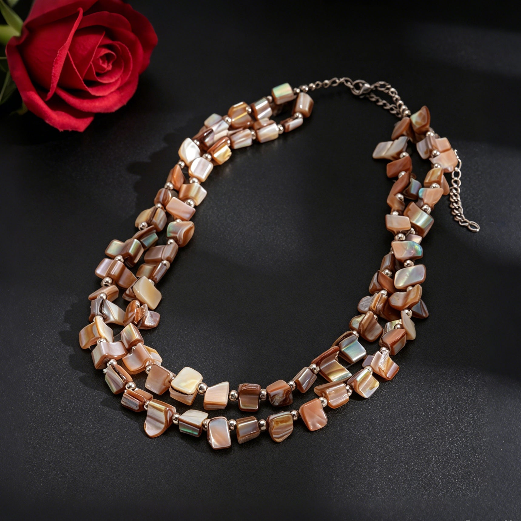 Wholesale Resin Imitation Shell Double-Layer Clavicle Chain - Light Luxury Irregular Bead Design Fashion Jewelry Accessory for Resale