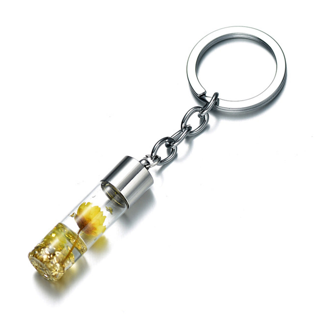 Wholesale Plant Dried Flower Glass Bottle Pendant Immortal Flower Keychains ACC-KC-KaWu001