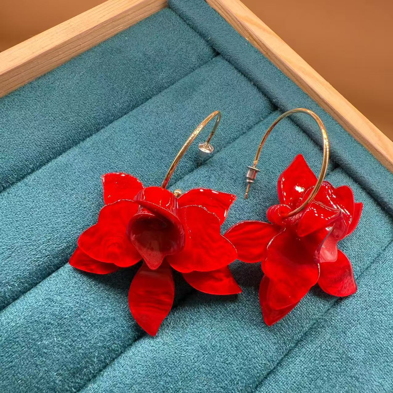 Wholesale Korean Style Fairy Floral Earrings,  Plastic Resin Electroplated,  Fashion Accessory Jewelry