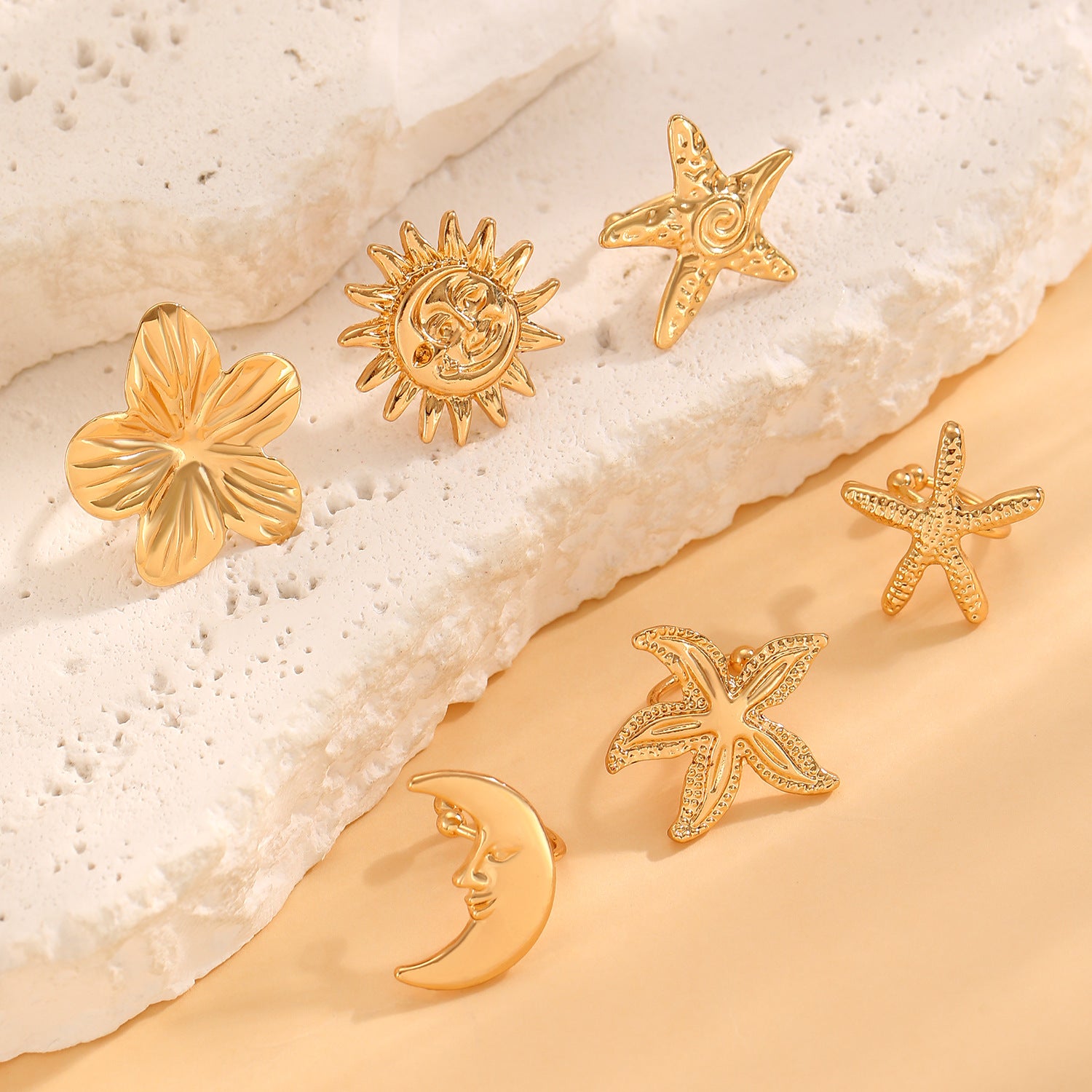 Wholesale  Sun Moon Flower Ear Clip  Earrings