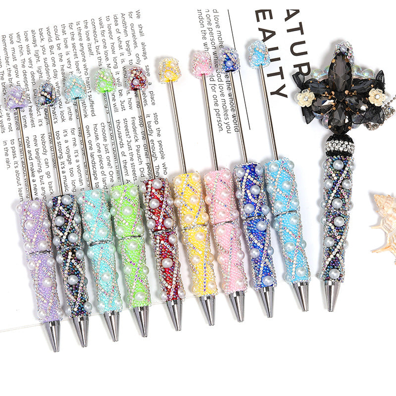 Wholesale 5pcs/ set DIY Full Rhinestone Beaded Pen Pearl Rhinestone Chain Bead Pen