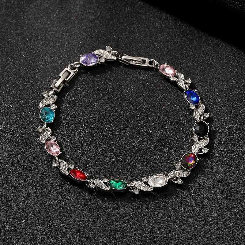 Wholesale Cross-shaped Colorful Zircon Seven Color Bracelet ACC-BT-YunJ010