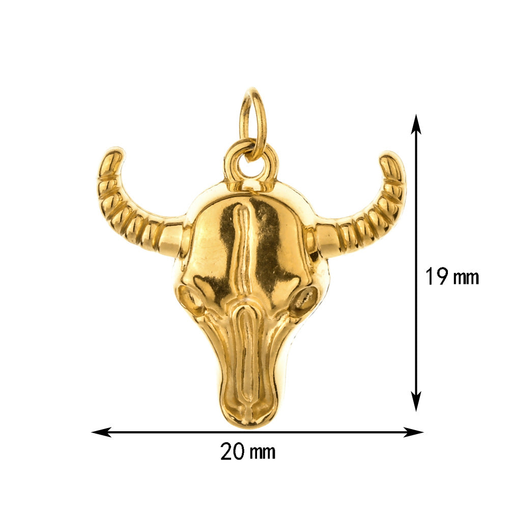 Wholesale  Stainless Steel Bull Head Horn Cross  Charms