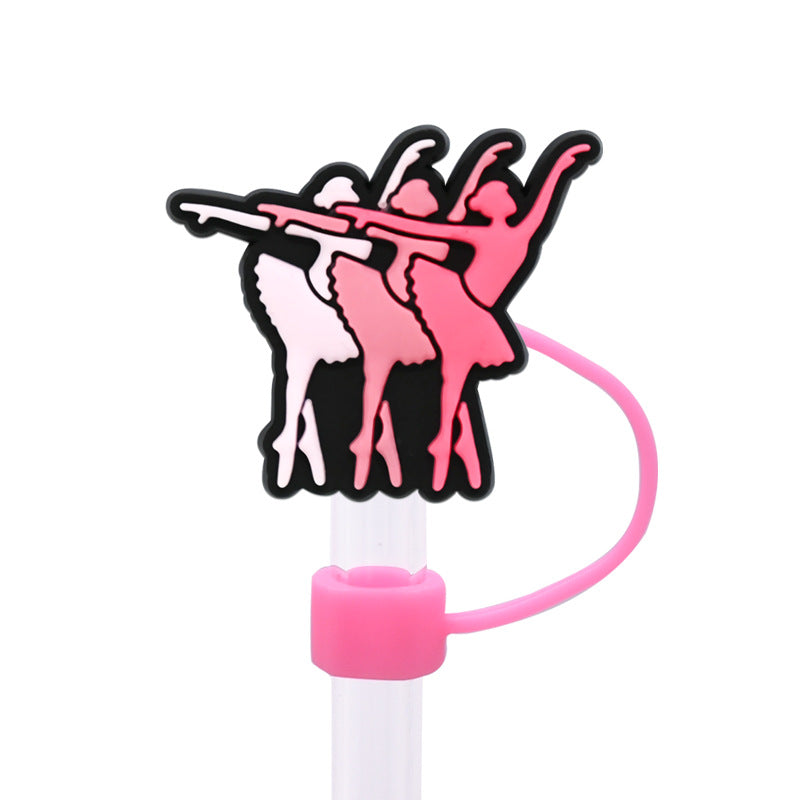 Wholesale Random 100pcs Ballet Series Straw Cover 10MM Straw Tube Cap