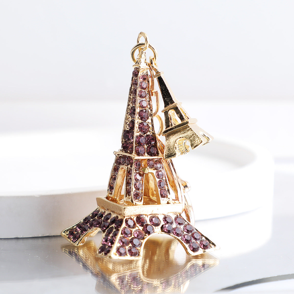 Wholesale Creative Rhinestone Paris Eiffel Tower Car Keychain