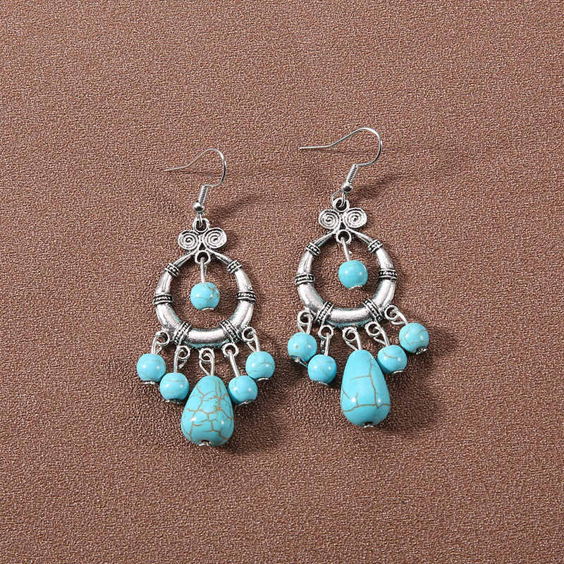 Wholesale Bohemian Tassel Turquoise Earrings Retro Ethnic Style ACC-ES-Gumi002