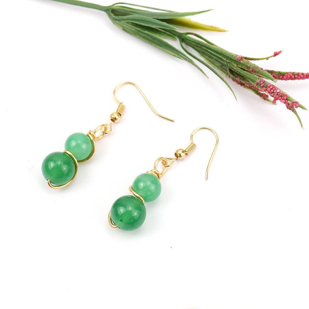 Wholesale Handmade Tree Design Gold Tone Crystal Beaded Wire Wrapped Drop Earrings Fashion Accessory Gift Boutique Resale