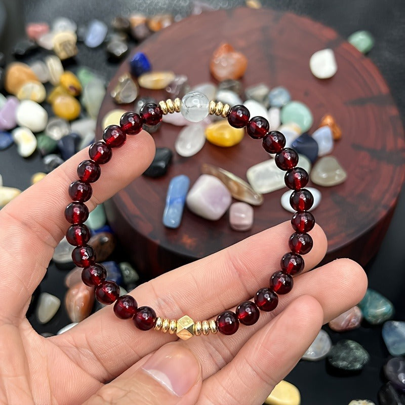 Wholesale Red Agate Gold Bead Bracelet