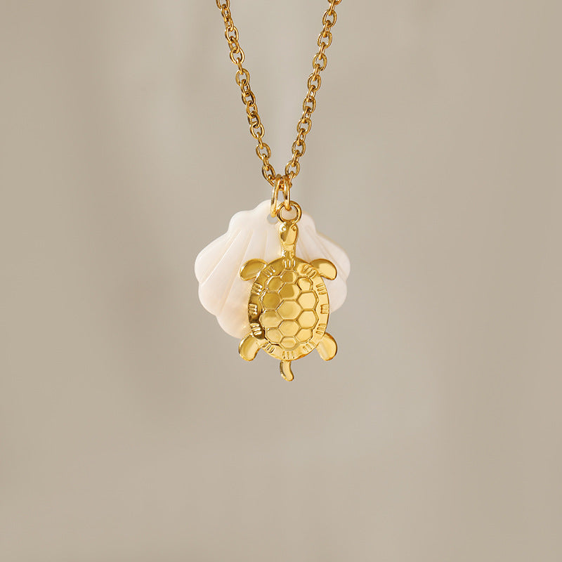 Wholesale Stainless steel  beach starfish necklace summer style conch pendant shell diy necklace