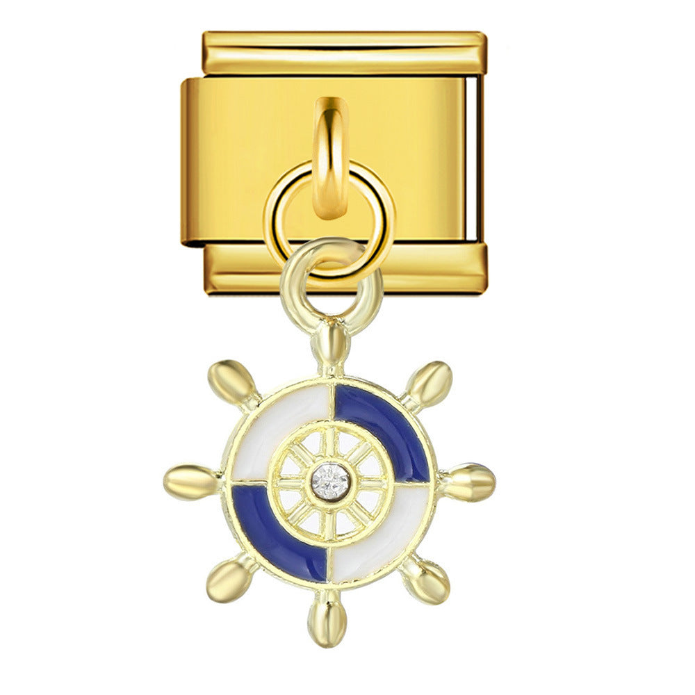 Wholesale  Italian Charm Bracelet 9mm DIY Star and Moon series  Creative Stainless Steel Composable Bracelet