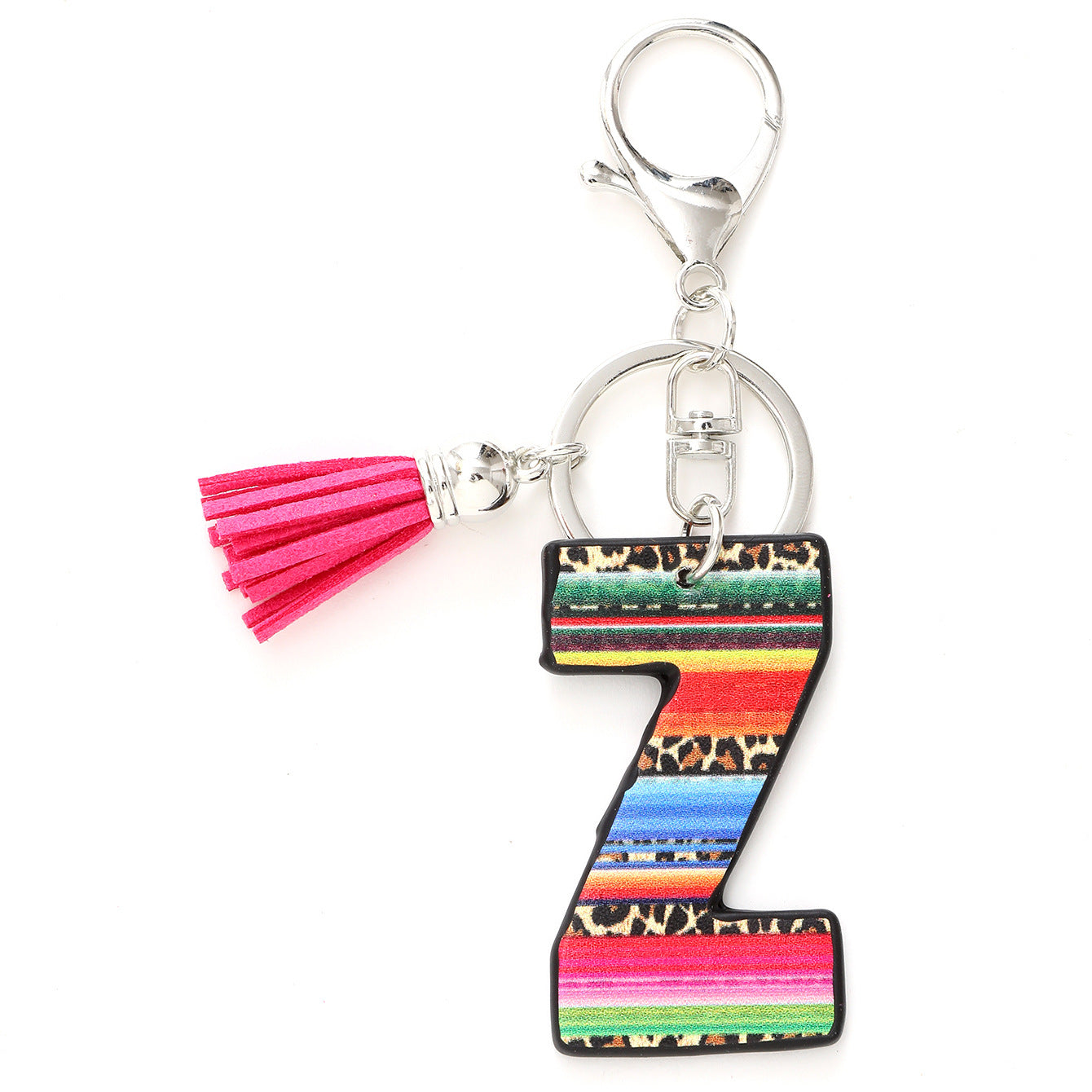 Wholesale Western Style Aztec Leopard Leather Letter Tassel Keychain ACC-KC-YTian009