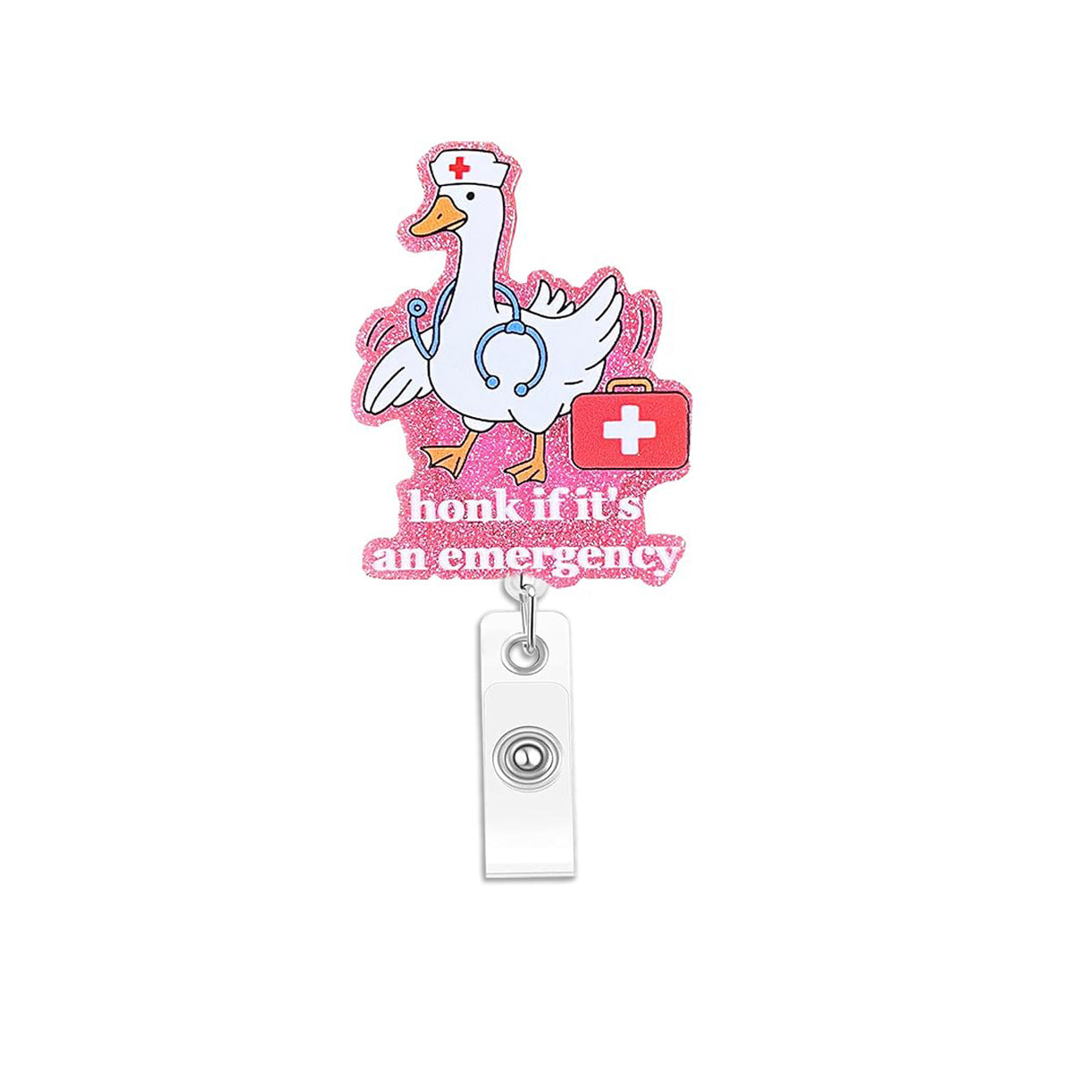 Wholesale Retractable Acrylic Pink Goose Rotating Badge Reels