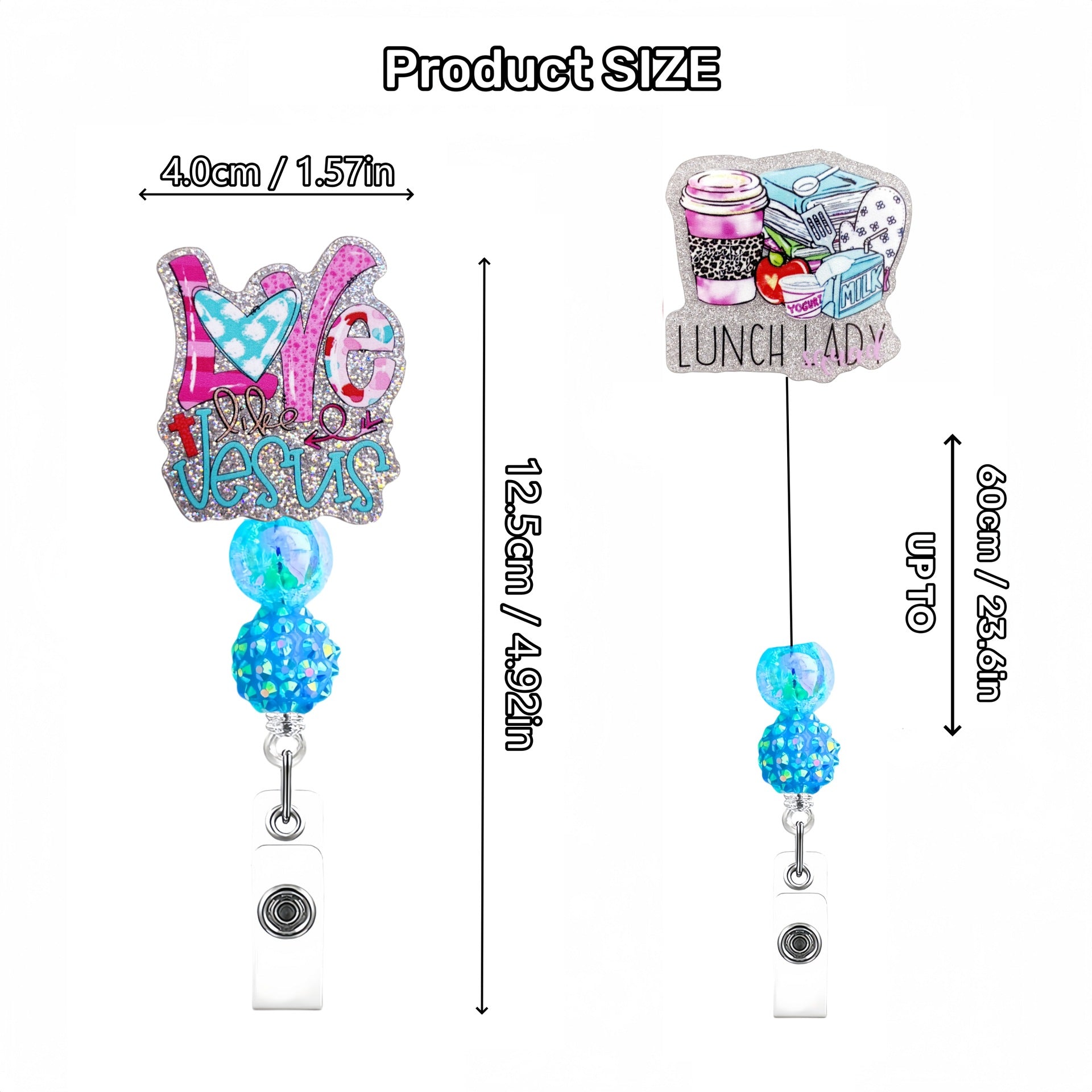Wholesale Diamond ball with beads Badge Reels Keychains