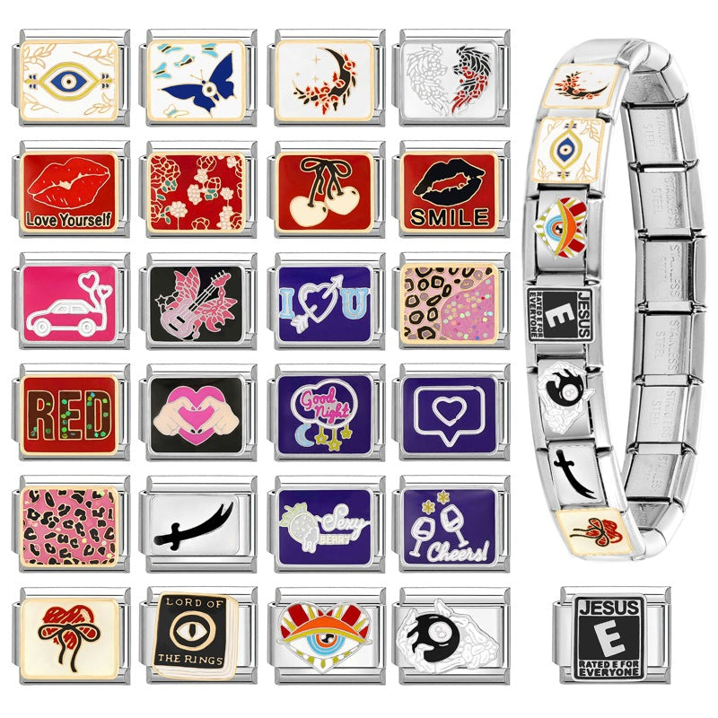 Wholesale  Italian Modular Bracelet 9mm DIY Splicing Removable Stainless Steel Combinable Bracelet