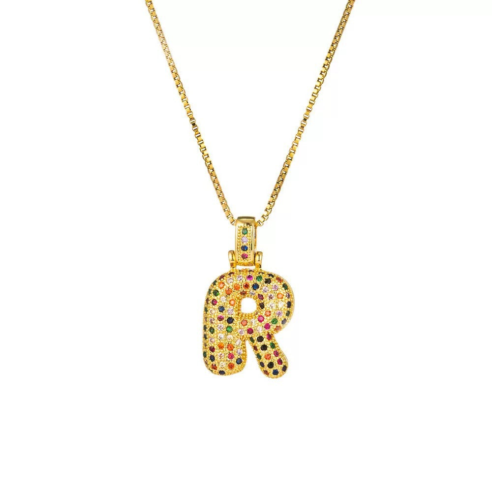 Wholesale Hip-Hop 26 Letter Pendant Set,  Gold Plated Copper Diamond-Set,  Chic Jewelry Gift
