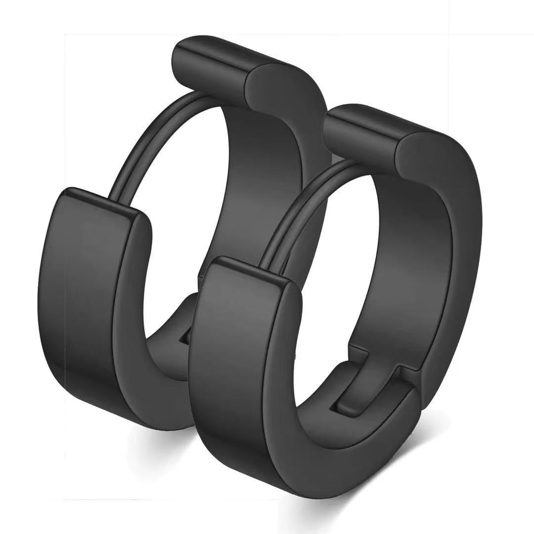 Wholesale Black Series Punk Style Special-shaped Titanium Steel Ear Clip Earrings ACC-ES-MuShan025