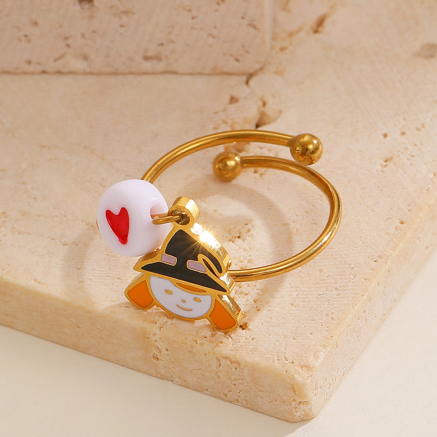 Wholesale  Stainless Steel Open Ring with Ghost Pumpkin Pendant - Jewelry Accessory