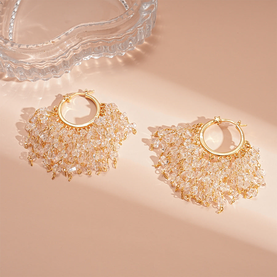 Wholesale Electroplated star crystal geometric earrings