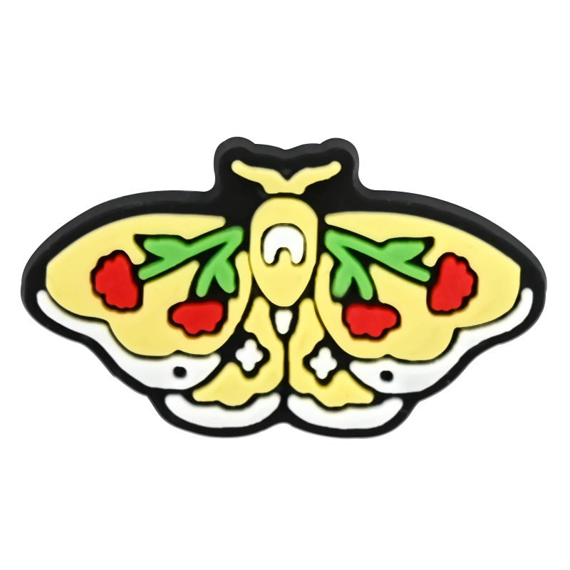 Wholesale   Random 100pcs Colorfulful Moth Series PVC Soft Rubber Shoe Buckle Decoration