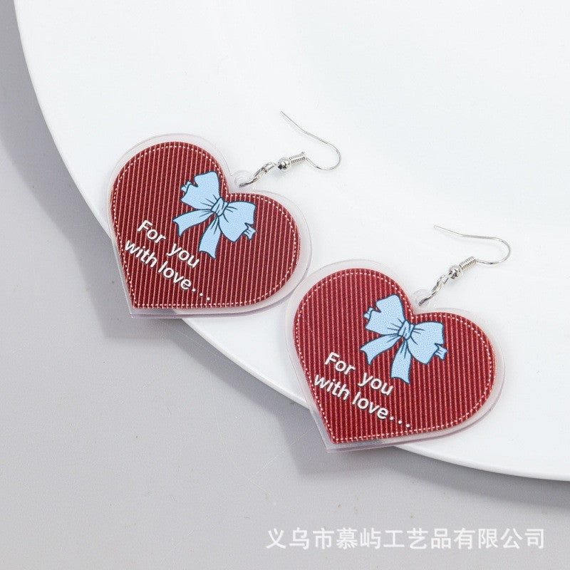 Wholesale Valentine' s Day Acrylic Heart Letter Earrings