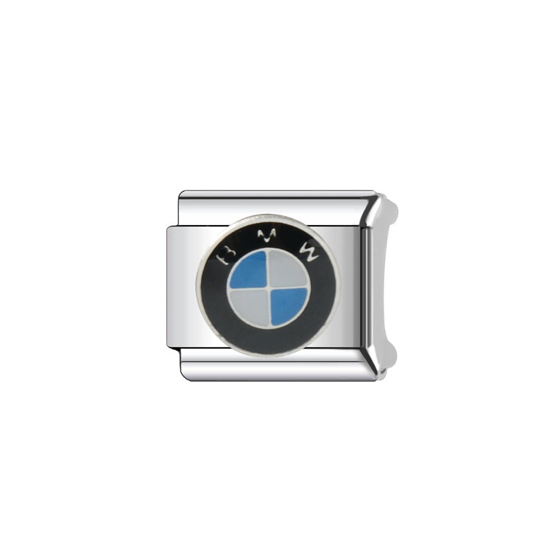 Wholesale Italian Charm Bracelet 9mm DIY Splicing Car Logo Series Stainless Steel Composable Bracelet