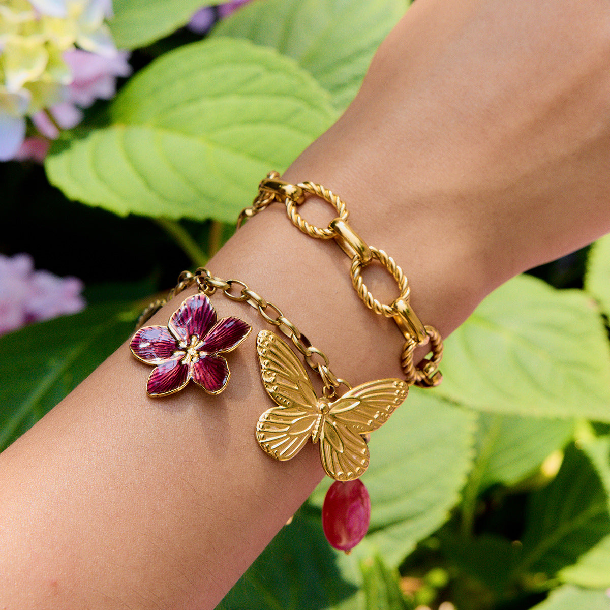 Wholesale 18K gold and stainless steel gold and silver color matching  cross chain bracelet