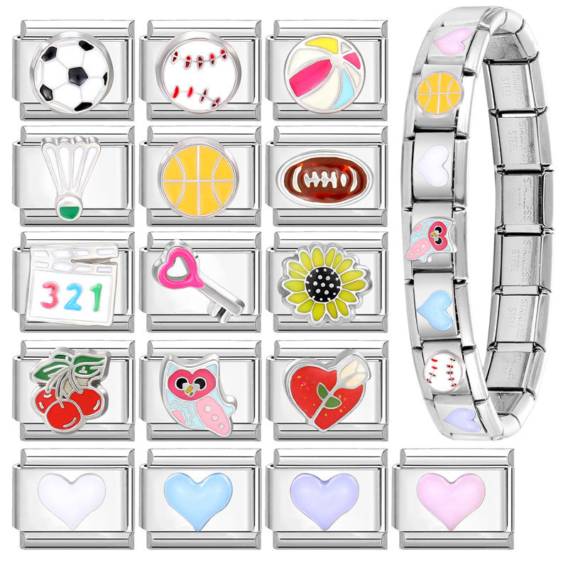 Wholesale Italian Charm Bracelet 9mm DIY Splicing Cute Creative Stainless Steel Composable Bracelet