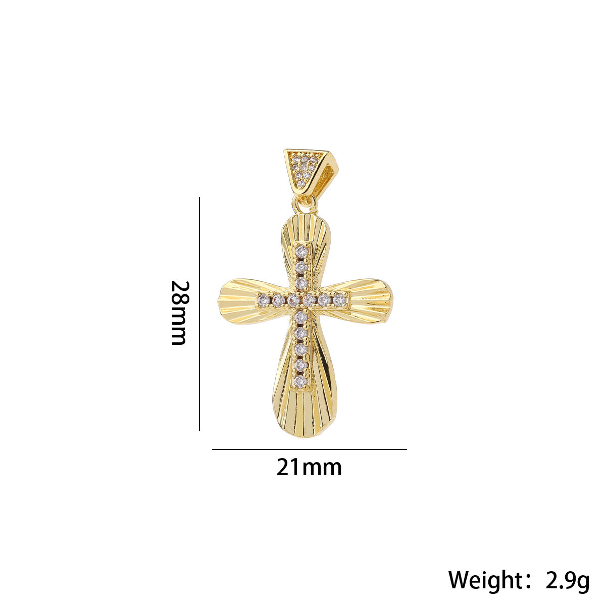 Wholesale Vintage Cross Pendant Gold Plated Brass Zircon DIY Necklace Fashion Accessory